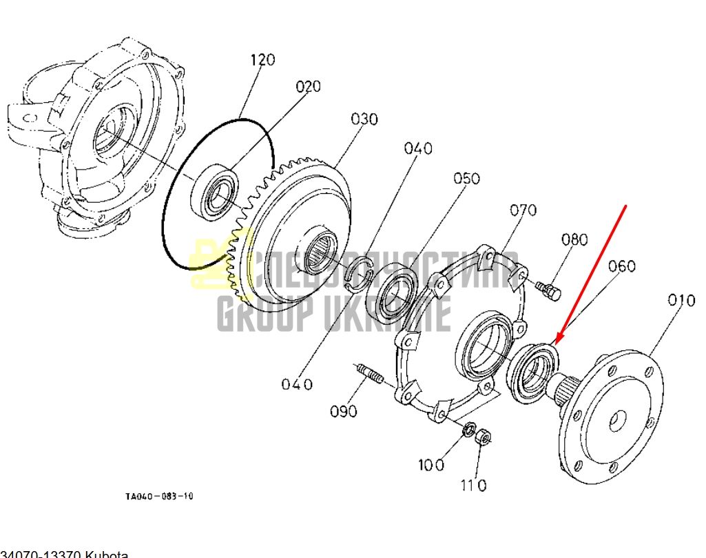 Придбати Kubota 34070-13370 Сальник хвостовика переднього моста для G32
