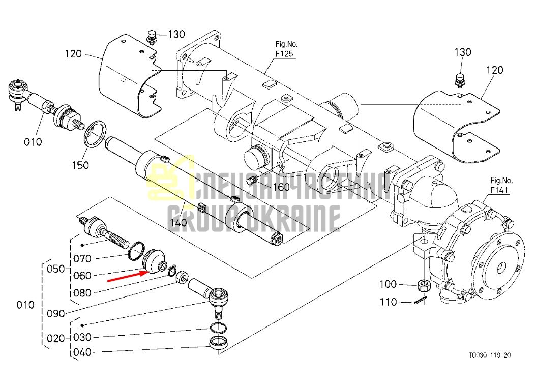 Придбати Kubota 35080-44680 Пильовик рульової тяги для M4700, M4900
