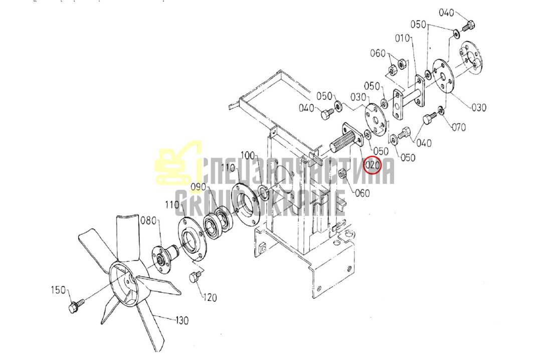 Придбати Kubota 67156-54820 Вал вентилятора для Bultra B1-14