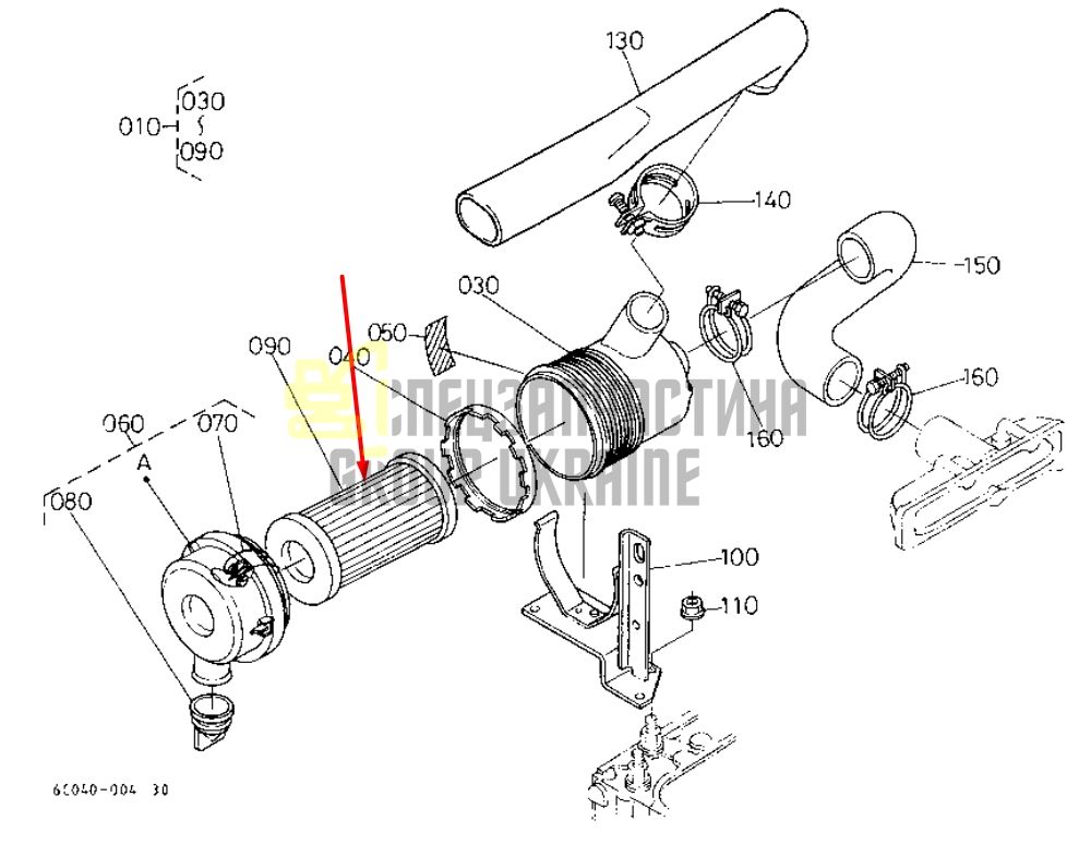 Придбати Kubota 6A100-82630 Фільтр повітряний U15, U17