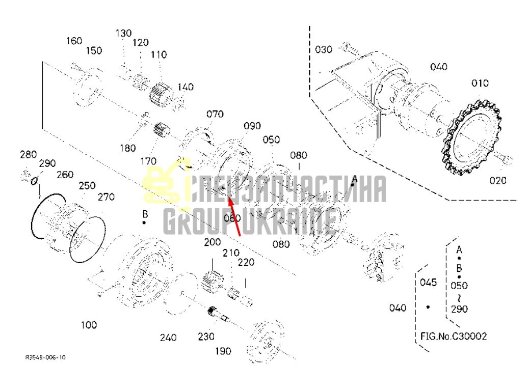 RB401-78030 Підшипник корпусу бортовий KUBOTA U27
