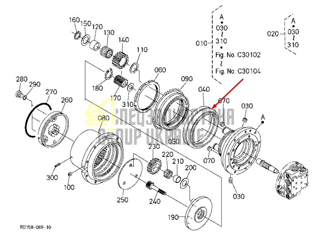 Сальник бортового редуктора RC101-13320 Даукон, ущільнення KUBOTA KX71