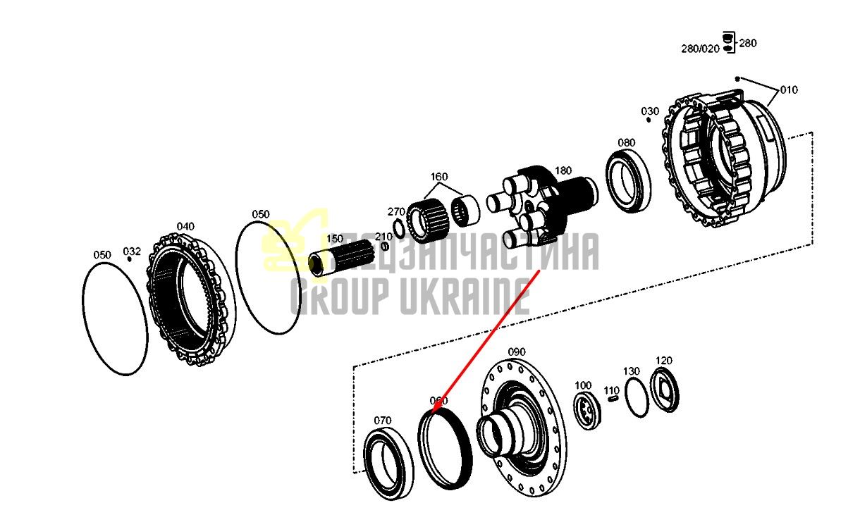 10032794 (0501320131) Сальник бортового редуктора Liebherr L574