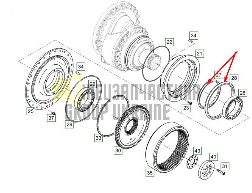 Сальник бортового редуктора 10173763 Liebherr LR636, PR724, PR726, PR734 даукон, ущільнення