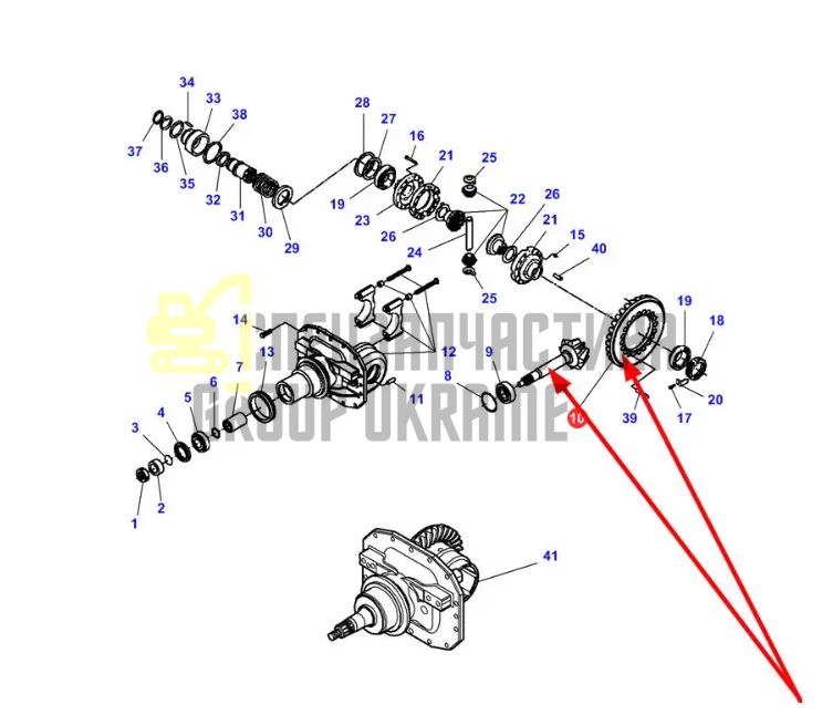 Massey Ferguson 3766285M92 Головна пара (планетарка, хвостовик) Z=8/33