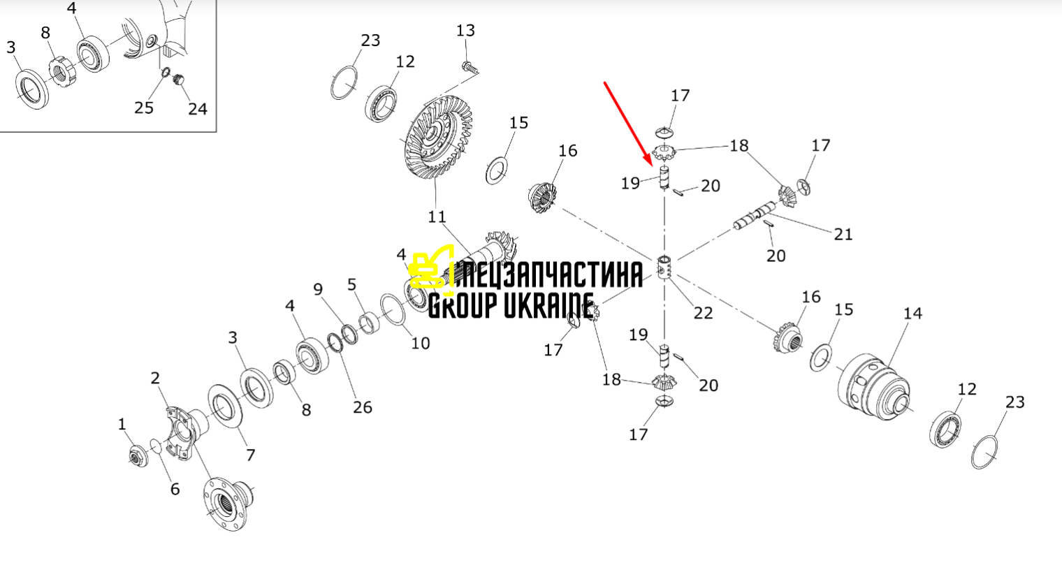 Палець металевий диференціала вісь сателіту 111.04.034.02 5H.1110403402 Manitou Dieci Faresin Dana spicer