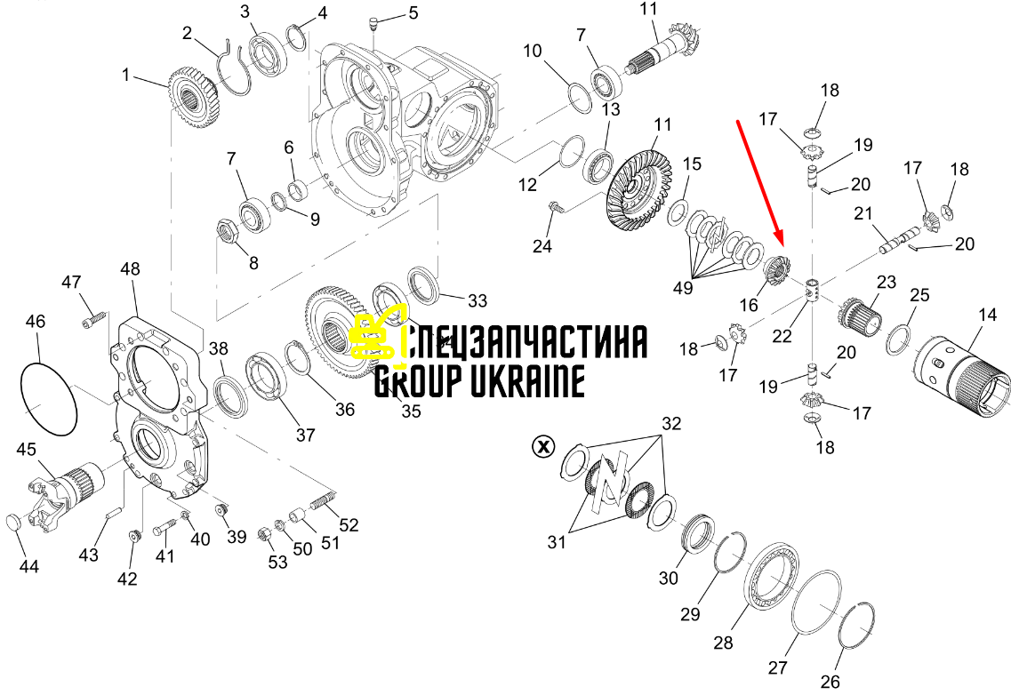 111.04.059.02 1110405902 Шестерня диференціалу Z16 Manitou Dieci Faresin Dana spicer