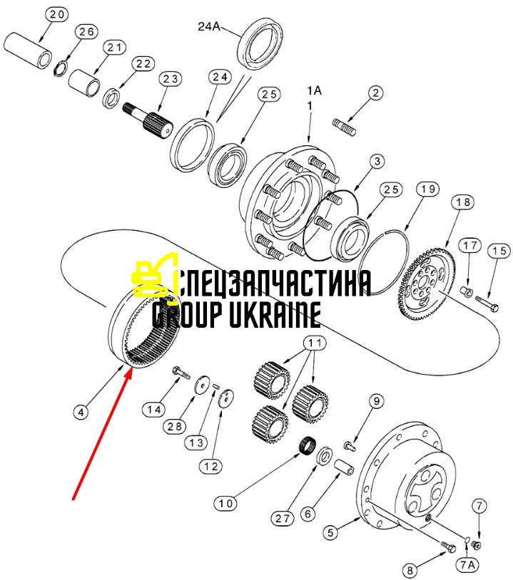 81863005 (125186, 175976A1, 11988623, CA0125186) Шестерня корончата New Holland, Carraro Z-77