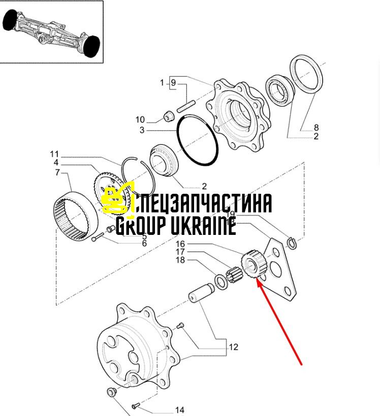 85806014 (125455, 11988585, 502831, CA0125455, 211-3414) Супутник New Holland, Carraro Z=23