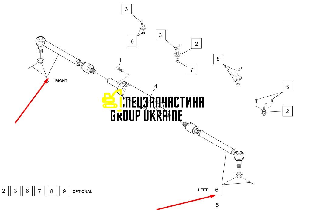 71477132 (212.24.628.56) Рульова тяга в зборі New Holland, Dana Spicer