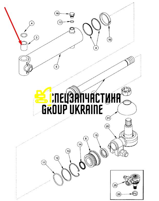 314450A1 (314450A2, 87776130) Втулка циліндра повороту пластикова New Holland, Dana Spicer