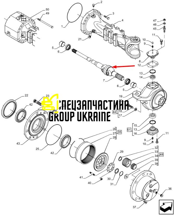 47881059 Піввісь у зборі New Holland, Dana Spicer