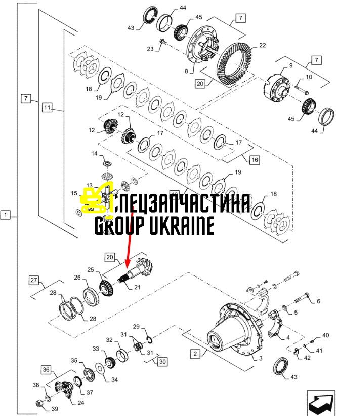 84427940 (1968293C1, 389315C91, 87776025) Головна (конічна) пара New Holland, Dana Spicer 10/41T