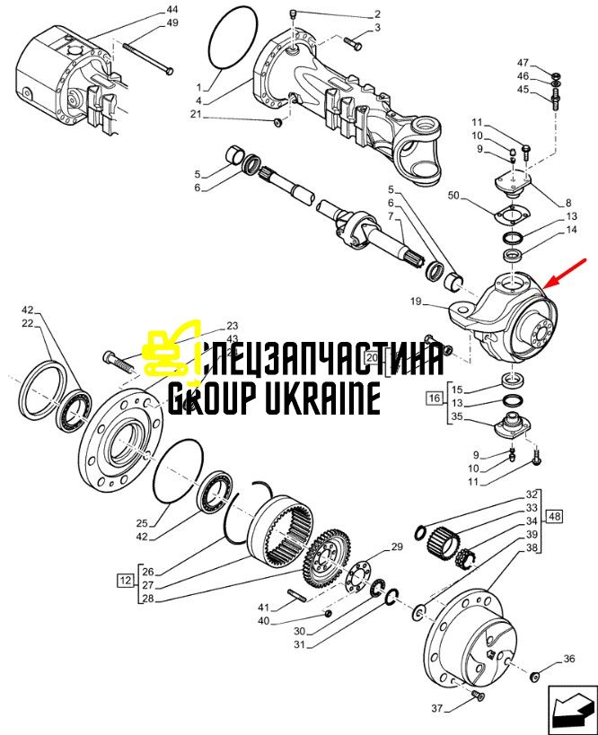 84512780 Поворотний кулак New Holland, Dana Spicer