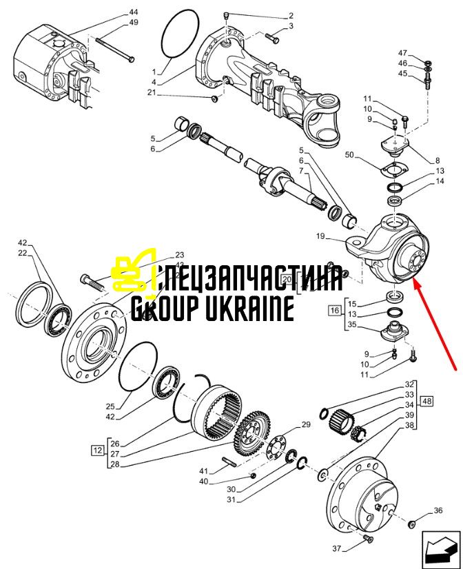 84512781 Поворотний кулак New Holland, Dana Spicer