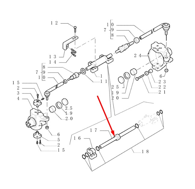 85807974 (139104, 3190766R) Рульова тяга New Holland, Carraro
