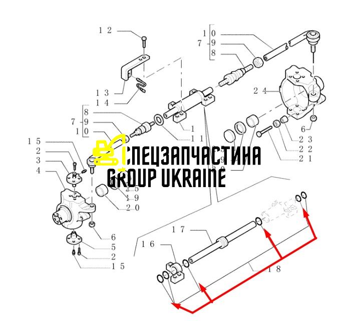 85807985 (280-7013, CA0049080, VPR7264, 049080) Ремкомплект гідроциліндра рульового New Holland, Carraro