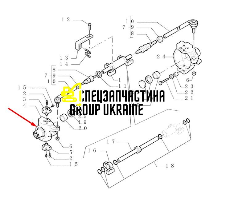 85821289 (145037, CA0145037) Кулак поворотний лівий (цапфа) New Holland, Carraro