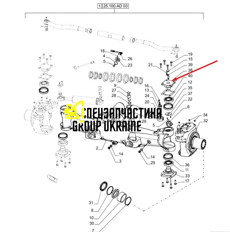 87674610 (770.06.043.01) Шкворень верхній New Holland, DANA Spicer T8.390/Mag.340