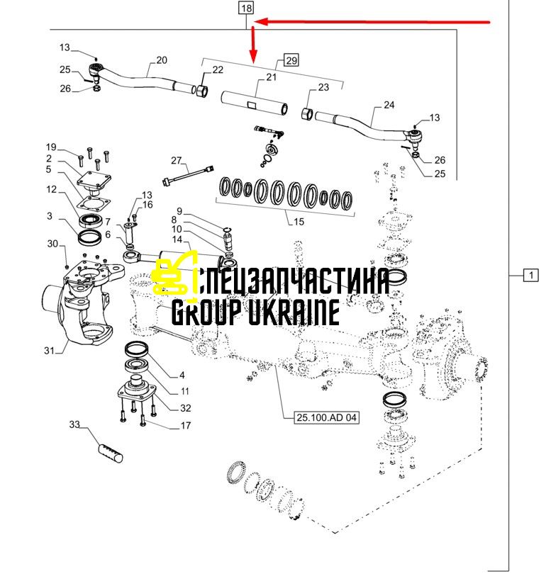 87674614 (770.24.701.01) Рульова тяга в зборі New Holland, Dana Spicer