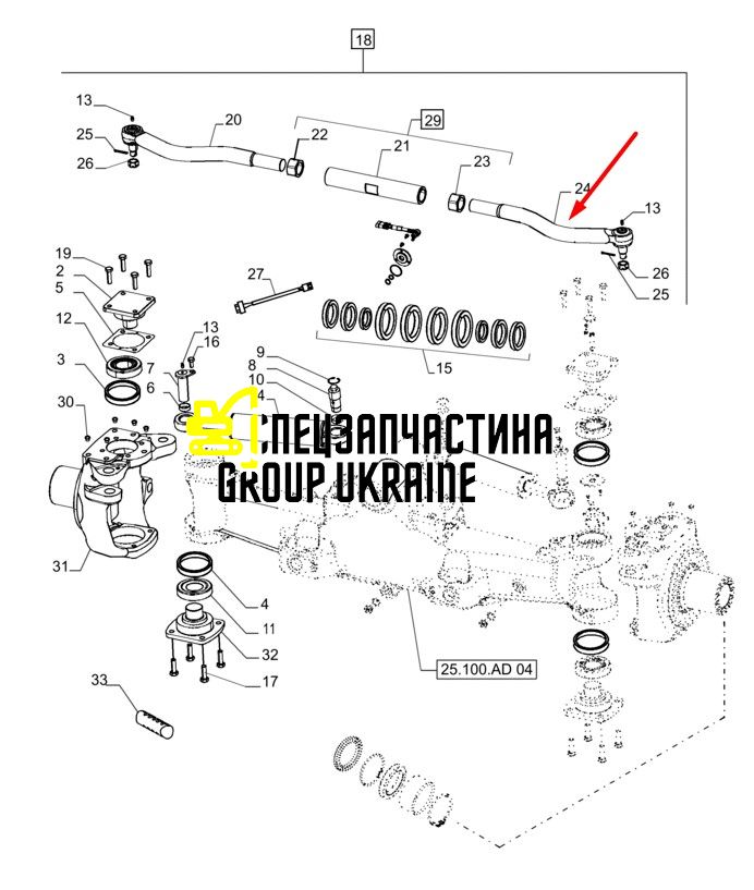 87674617 (87674615) Накінечник рульової тяги, лівий New Holland, Dana Spicer T8.390/Mag.340
