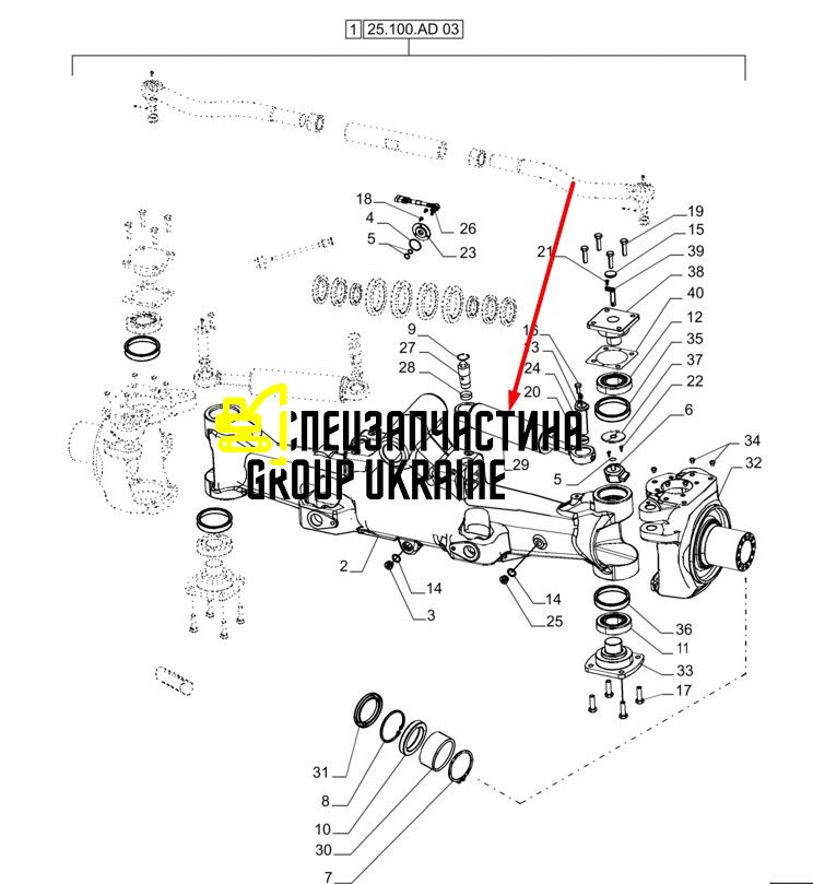 87674620 (770.24.613.01) Гідроциліндр рульовий правий New Holland, Dana Spicer T8.390/Mag.340