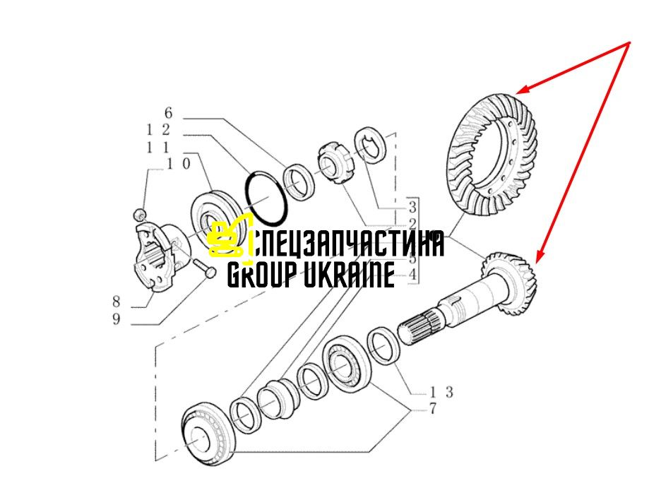 83952516 (65472, 85807988, W23CAR-65472, 0.900.0667.0, N13500) Головна пара New Holland, Carraro 12/32