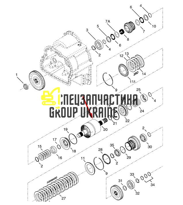 1624599 (4208979) Вал, Ступиця, Барабан у зборі Hyster