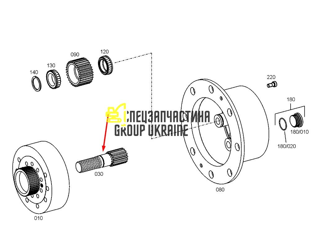Z72474 (4475336074) Вал сонячної шестерні John Deere