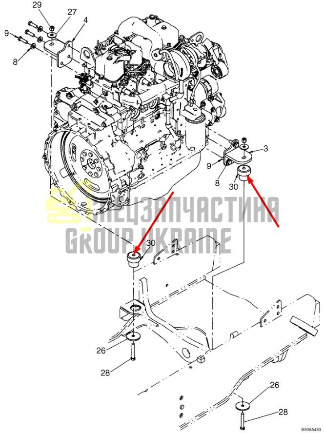 87488318 Подушка двигуна Case 580SR 580T 590ST 695ST 695SM 695SR