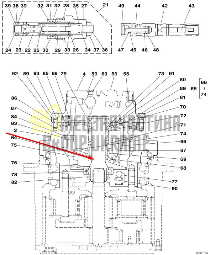LB00545 Вал гідромотора ходу CASE