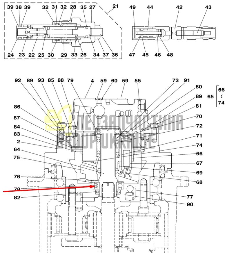 LB00546 Підшипник редуктора ходу CASE CX350C
