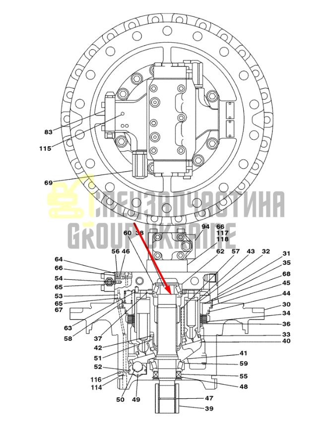 LB00792 Вал двигуна ходу CASE CX350C