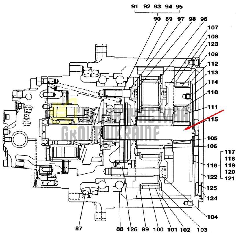 LC002900 Вал редуктора ходу Case CX160, CX210, CX235, CX240