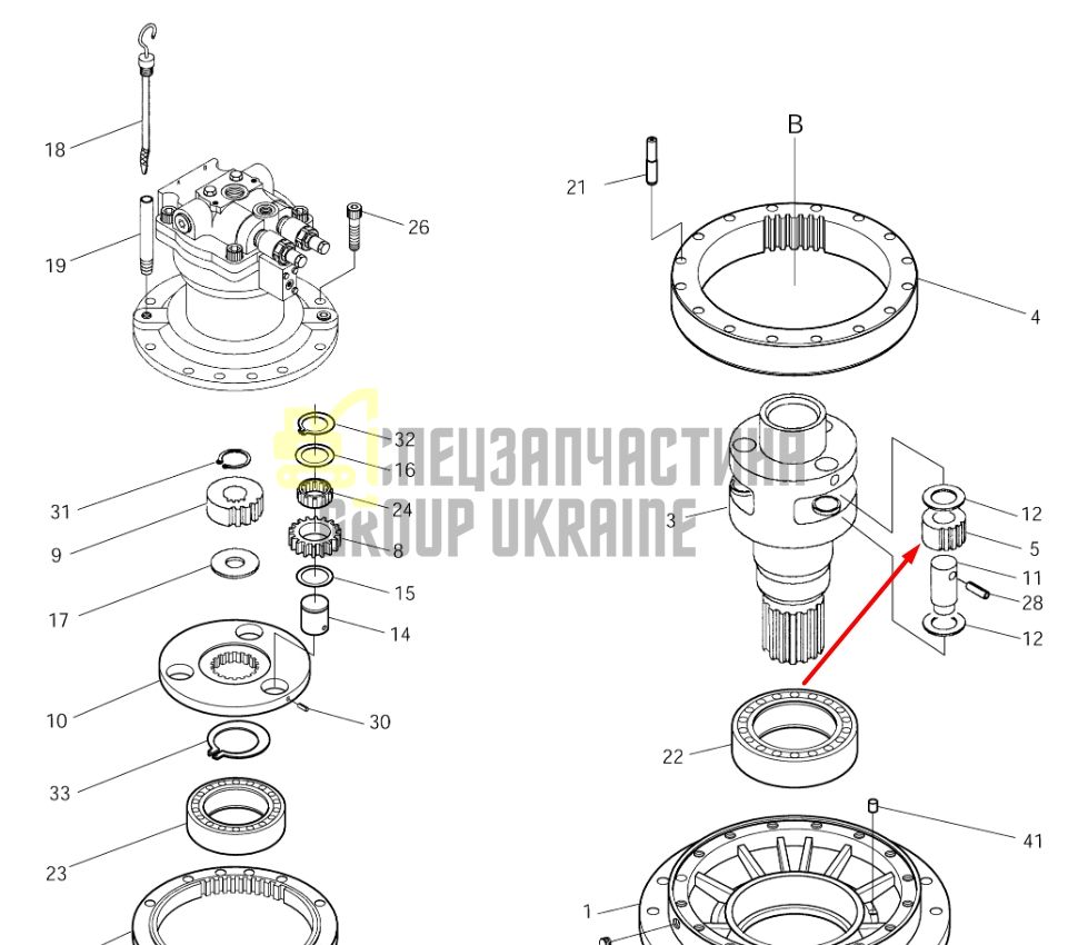 2101-1006E Шестерня планетарна (сателіт) 2 DOOSAN SOLAR 250LC-V