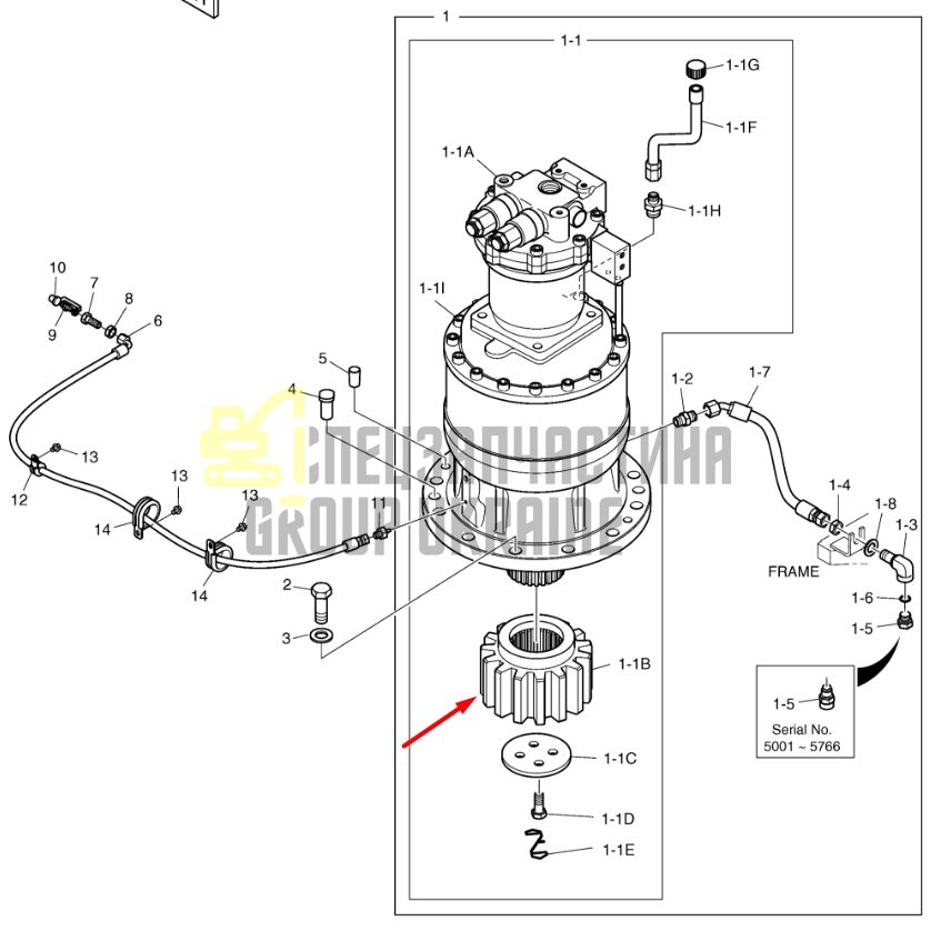 2404-1065 Шестерня редуктора повороту Doosan S340LC-V/S420LC-V