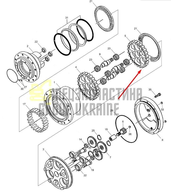 DOOSAN 263B1005-01 Ходова шестерня