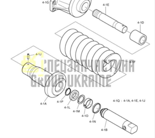 Ремкомплект натягувача гусениці 401107-00677 для Doosan DX140LC, DX160LC