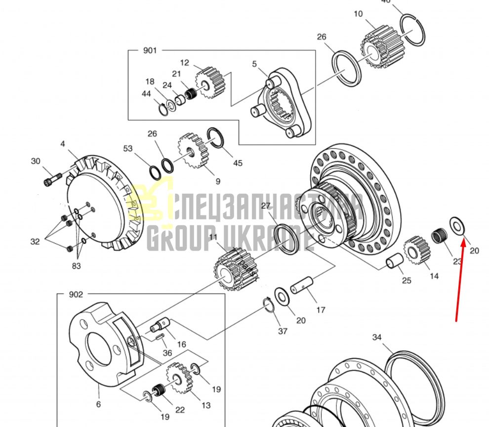 412-00038 Шайба опорна Doosan DX300LC