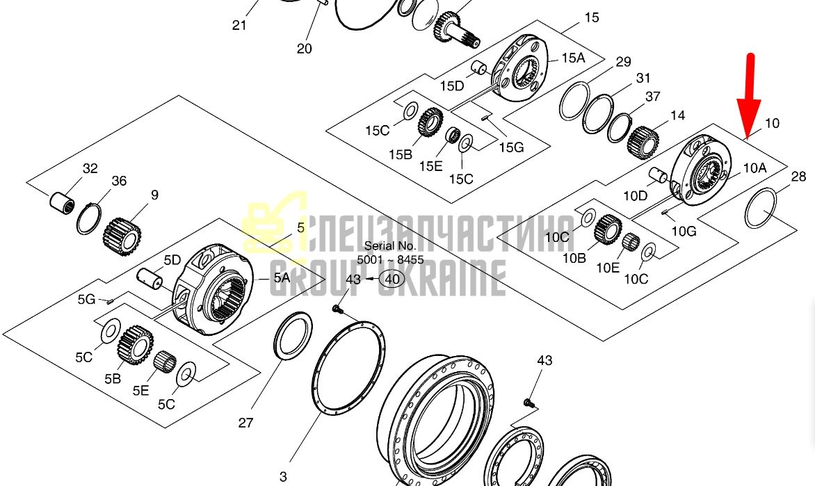 K1003028 Друга планетарна передача Doosan DX300LC