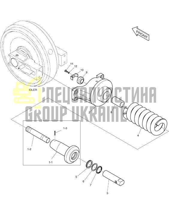 Doosan K1010512 Натягувач гусениці для DX255LC