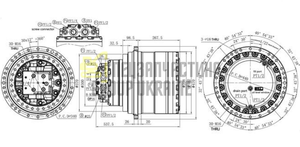K1011413 Ступковий редуктор DOOSAN DX255LC