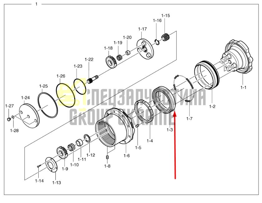Підшипник бортового рредуктора K9005287 для DOOSAN DX30Z