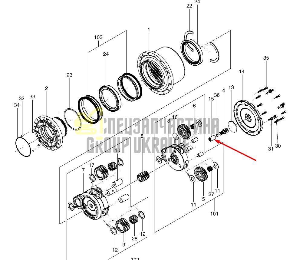 K9005375 З'єднувач валу головної передачі DOOSAN DX140 LC