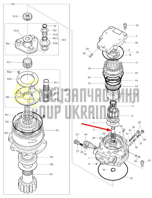 Doosan K9006207 Вал гідромотора для DX55W, DX62R-3
