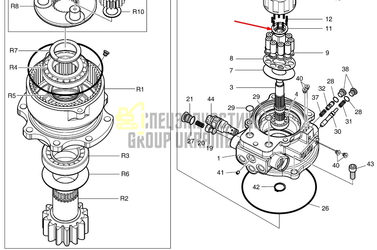 Придбати Doosan K9006226 Сферична втулка для DX53W, DX55W