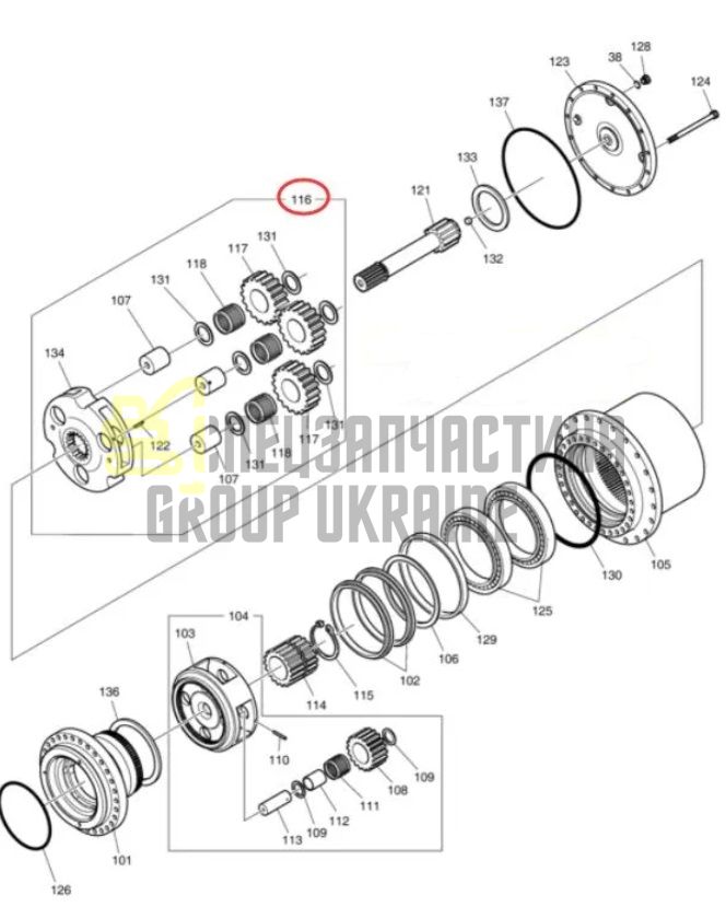 K9007411 Водило (перша планетарна передача) у зборі Doosan DX225LCA
