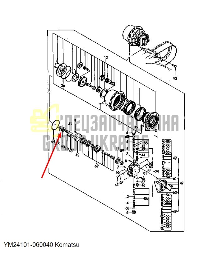 Підшипник валу бортового редуктора YM24101-060040 для KOMATSU PC15FR-1