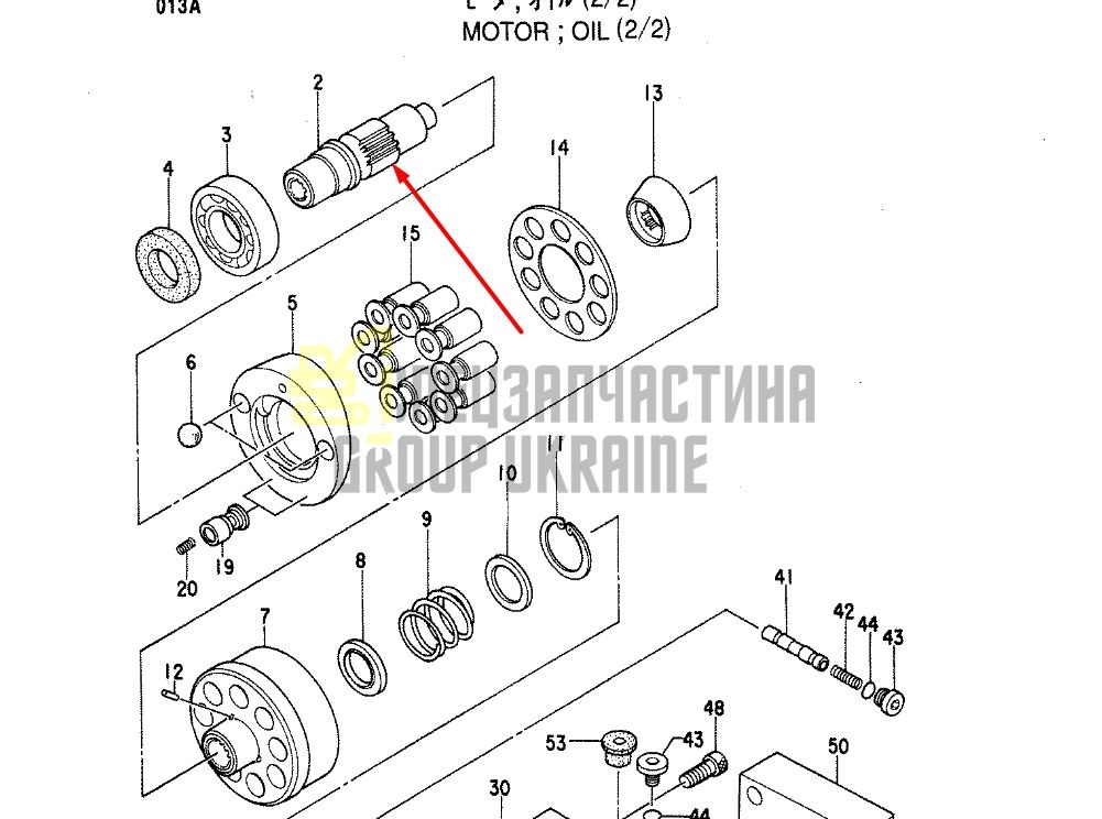 0629801 Вал двигуна чода HITACHI ZX65