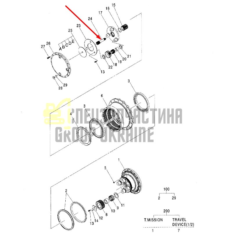 0796009 Вал гідромотора HITACHI ZX110, ZX160